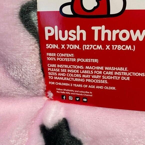 Hello Kitty Pink Unicorn Plush Throw Blanket 50”x70” Cloud Balloons Rainbows (a) - Picture 7 of 7